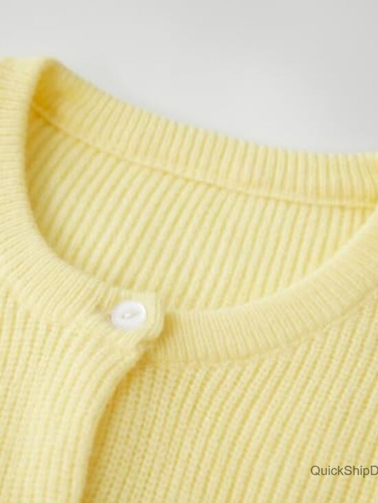 Short Sleeve Button Down Cardigan Crop Top, 5% Cotton 95% Elastane - Picture 5 of 7